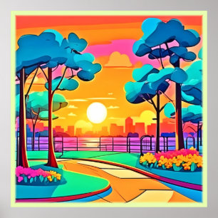 Vibrant Sunset Cityscape Poster