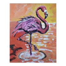 Vibrant Sunset Flamingo