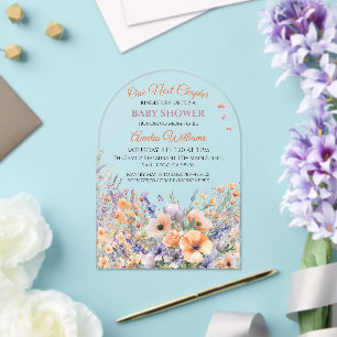 Vibrant Sunset Floral Arch Baby Shower Acrylic Invitations