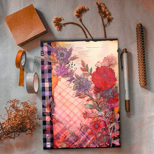 Vibrant Sunset Floral Collage Scrapbook Paper