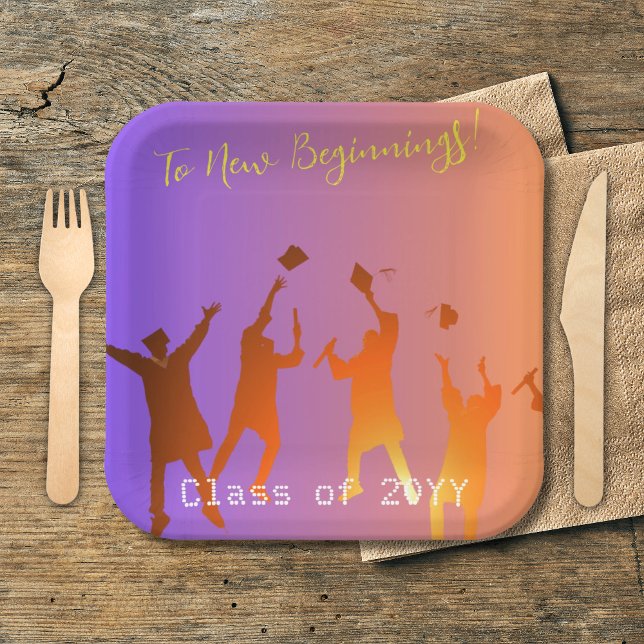 Vibrant Sunset Modern Tech Graduation Paper Plate (Creator Uploaded)