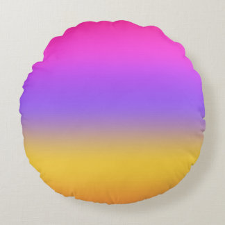 Vibrant Sunset Ombre Gradient Design Round Cushion