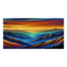 Vibrant Sunset Over Colourful Mountain Ranges
