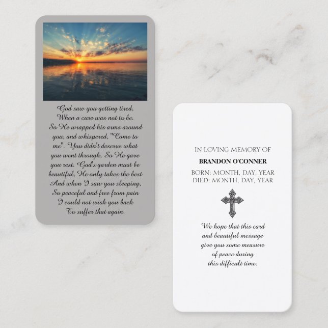 Vibrant Sunset Purple Oange Yellow Blue Sympathy  Business Card (Front/Back)