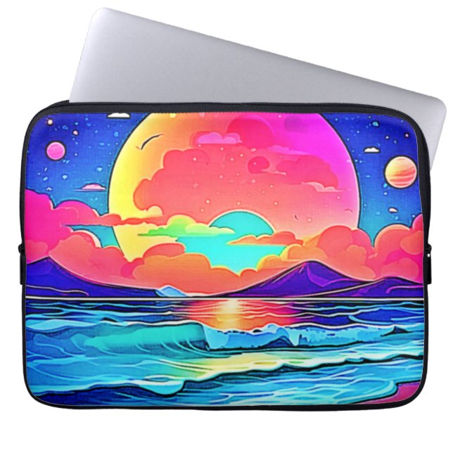 Vibrant Sunset Seascape Laptop Sleeve (Front)
