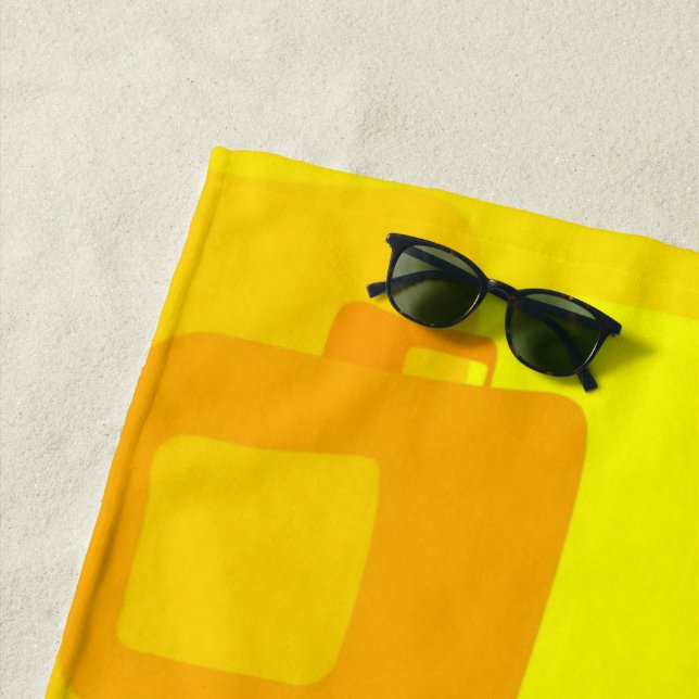 Vibrant Sunshine Flow – Modern Abstract Art Shapes Beach Towel (In Situ)