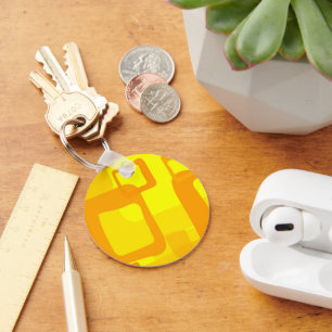 Vibrant Sunshine Flow – Modern Abstract Art Shapes Key Ring