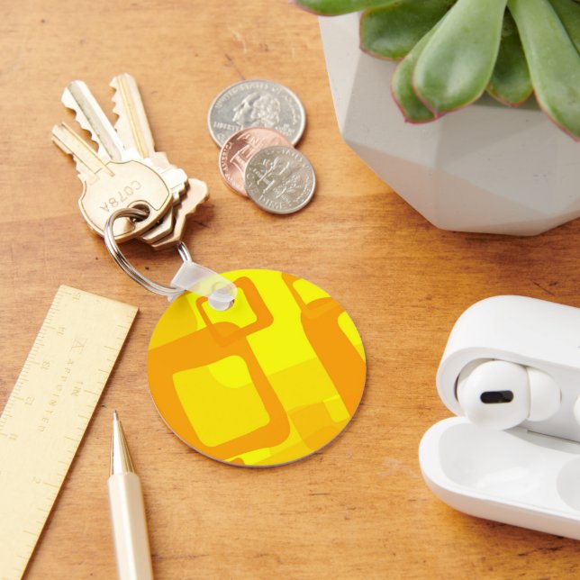 Vibrant Sunshine Flow – Modern Abstract Art Shapes Key Ring (Desk)