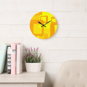 Vibrant Sunshine Flow – Modern Abstract Art Shapes Large Clock