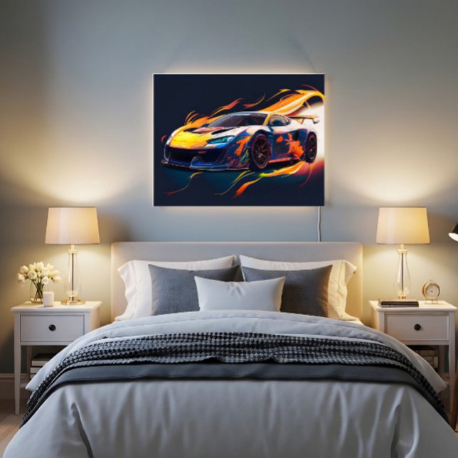 Vibrant Supercar Racing Digital Flames Poster (Creator Uploaded)