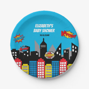 Vibrant Superhero Birthday Party Favor Paper Plate