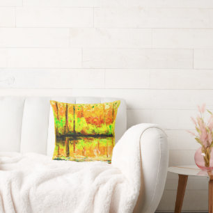 "Vibrant Swamp Forest" Cute Painting. Buy Now Cushion