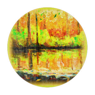 "Vibrant Swamp Forest" Cute Painting. Buy Now Cutting Board