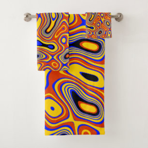 Vibrant Swirl: A Colourful Abstract  Bath Towel Set