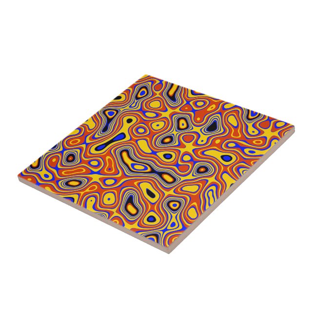 Vibrant Swirl: A Colourful Abstract Ceramic Tile (Side)