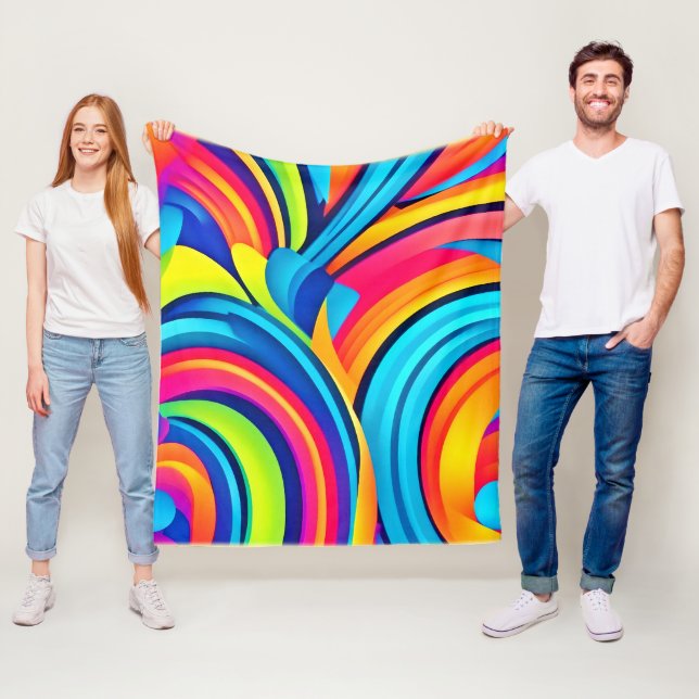Vibrant Swirl Abstract Art Fleece Blanket (In Situ)