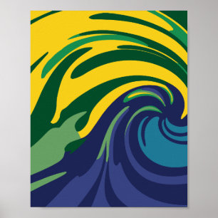 Vibrant Swirl of Green, Yellow, and Blue Poster