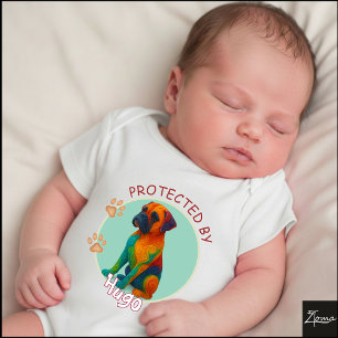Vibrant Swirl Quilled Boxer dog Portrait Baby Bodysuit