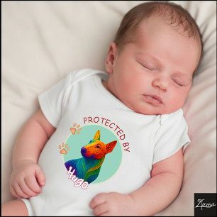 Vibrant Swirl Quilled Bull Terrier dog Portrait Baby Bodysuit