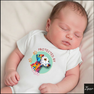 Vibrant Swirl Quilled Dalmatian Dog Portrait Baby Bodysuit