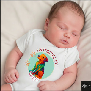 Vibrant Swirl Quilled dog Portrait Baby Bodysuit