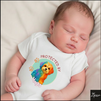 Vibrant Swirl Quilled Maltese dog Portrait Baby Bodysuit