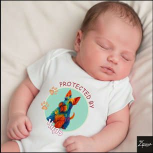 Vibrant Swirl Quilled Scottish Terrier dog Portrai Baby Bodysuit