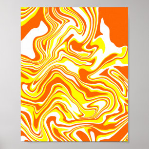 Vibrant Swirling Art in Orange, white & Yellow Poster