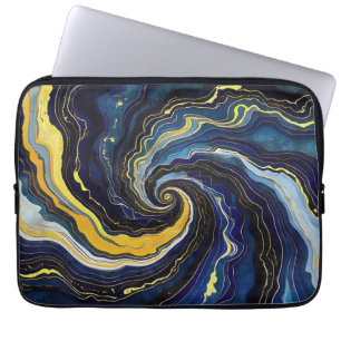 Vibrant Swirls of Blue and Gold 2 Laptop Sleeve