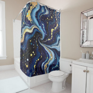 Vibrant Swirls of Blue and Gold 3 Shower Curtain