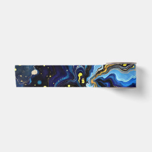 Vibrant Swirls of Blue and Gold 4 Satin Ribbon
