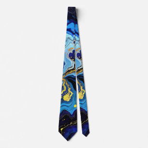 Vibrant Swirls of Blue and Gold 4 Tie