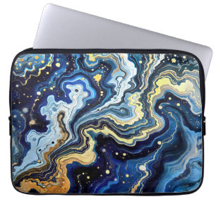Vibrant Swirls of Blue and Gold 5 Laptop Sleeve