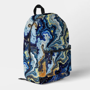 Vibrant Swirls of Blue and Gold 5 Printed Backpack