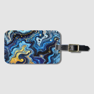 Vibrant Swirls of Blue and Gold 6 Luggage Tag