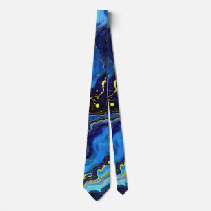 Vibrant Swirls of Blue and Gold 7 Tie