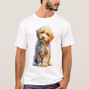 Vibrant Swirly Fur Golden Doodle Puppy Men T-Shirt
