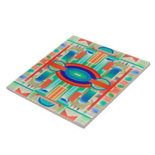 Vibrant Symmetry Geo-Abstract Panel Ceramic Tile