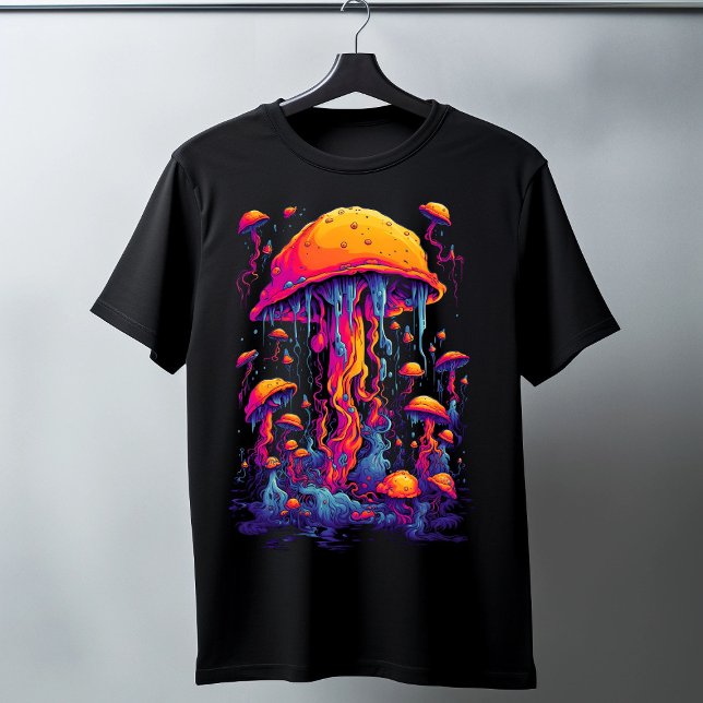 Vibrant Symphony: Jellyfish in Fantastical Neon T-Shirt (Creator Uploaded)