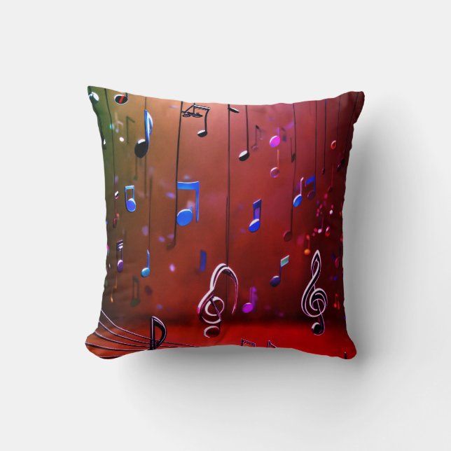 Vibrant Symphony: Multi-Colour Art Music Design Cushion (Front)