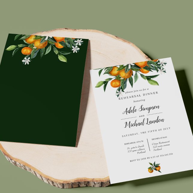 Vibrant Tangerine Orange Citrus Rehearsal Dinner Invitation (Creator Uploaded)
