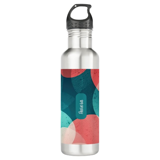 Vibrant Teal and Coral 710 Ml Water Bottle (Front)