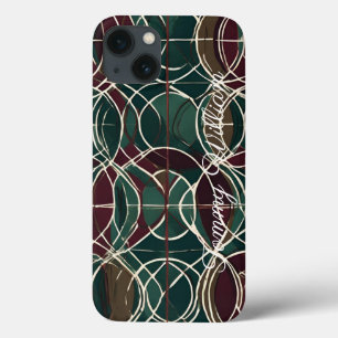 Vibrant Teal and Mustard Geometric Pattern iPhone 13 Case