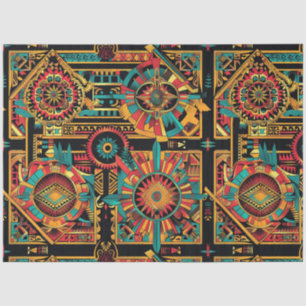 Vibrant Teal "Aztec Dream" Designer Tissue Paper