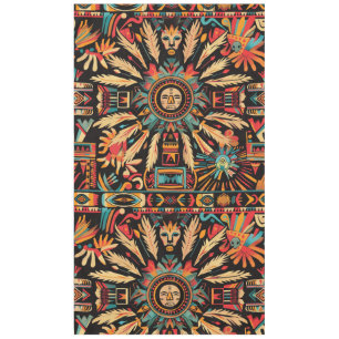 Vibrant Teal "Aztec Dream" Woven Cotton Tablecloth