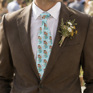 Vibrant Teal Fantasy Mermaid Illustration Tie