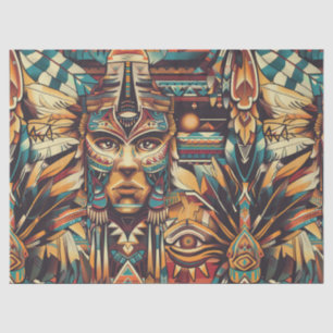 Vibrant Teal "Mesoamerican Motif" Wrap Tissue Pape Paper