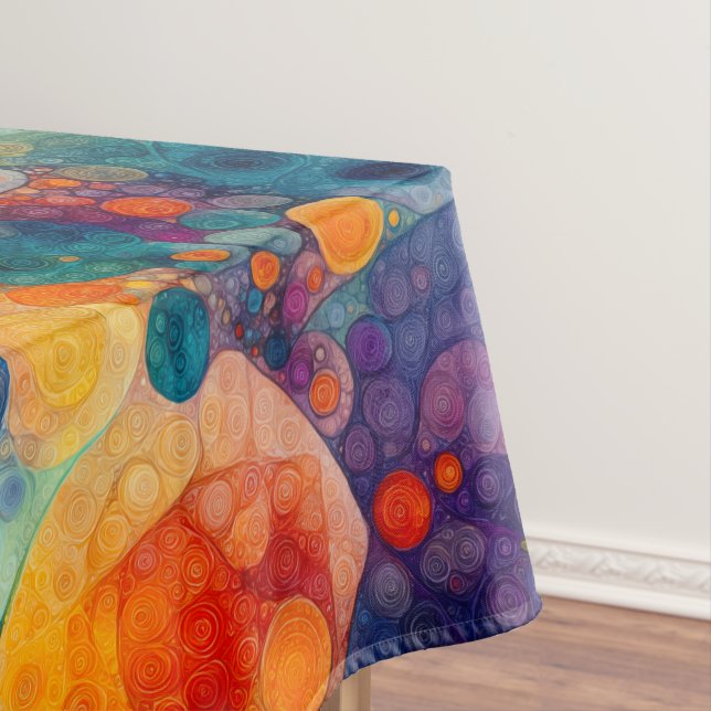 Vibrant Teal Purple Orange Fractal Art Pattern  Tablecloth (In Situ)
