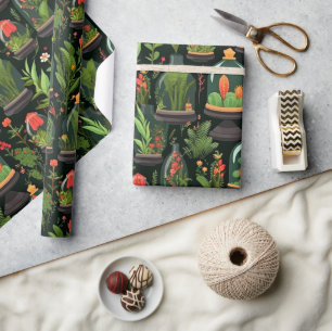 Vibrant Terrarium Decoupage Wrapping Paper