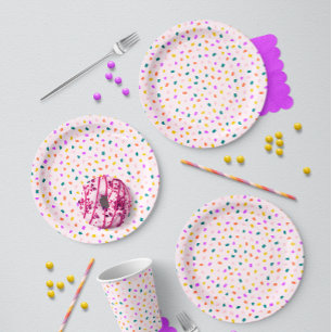 Vibrant Terrazzo Confetti Party Pink Lemonade Paper Plate